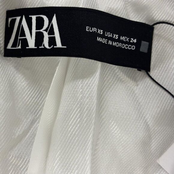 Zara Women Blazer Jacket XS White Striped Oversized Double Breasted 3455/543 NWT - Picture 11 of 13